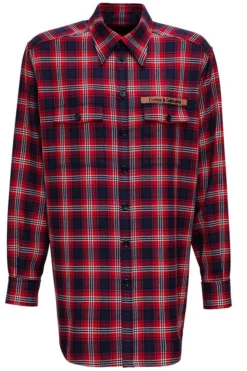 Dolce & Gabbana Logo Patch Checked Shirt - Multi