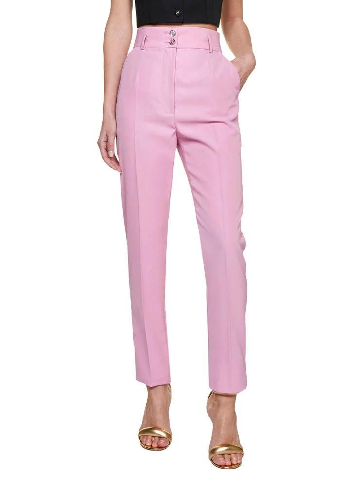 ( New Season ) Dolce & Gabbana Buttoned Straight Leg Trousers - Pink 2 ( New Season ) Dolce & Gabbana Buttoned Straight Leg Trousers - Pink - Image 2