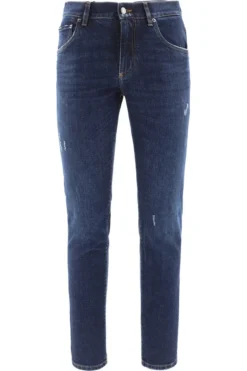 Dolce & Gabbana Logo Patch Straight-Leg Jeans - Blue