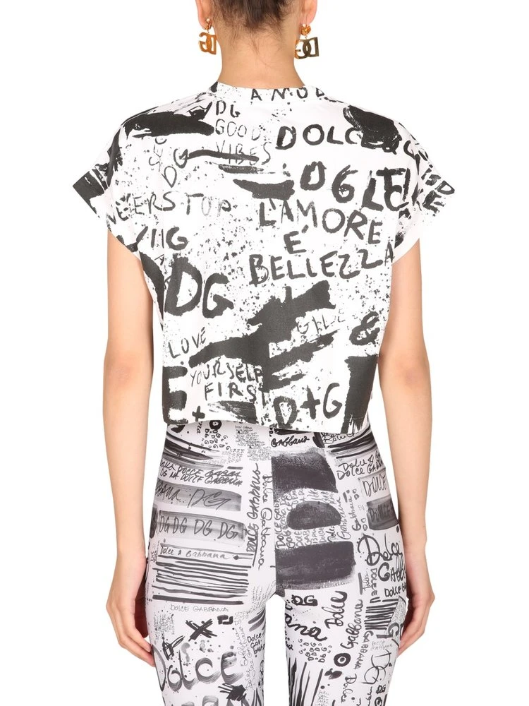 Dolce & Gabbana Cropped Crewneck T-Shirt - Multi 2 Dolce & Gabbana Cropped Crewneck T-Shirt - Multi - Image 2