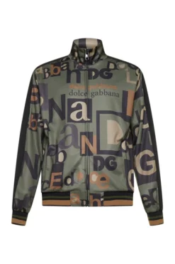 ( New Season ) Dolce & Gabbana Logo Printed Zipped Track Jacket - Green