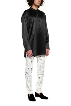 ( New Season ) Dolce & Gabbana Long-Sleeve Satin Shirt - Black -Cheap Vestureo Store c82f5e5abf481590f14e28dfe5af3063