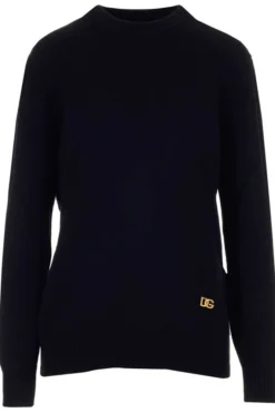 Dolce & Gabbana DG Plaque Knit Jumper - Black