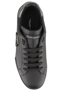 ( New Season ) Dolce & Gabbana Portofino Crown Patch Sneakers - Black -Cheap Vestureo Store c88ef58fa668bb56733a3f1c4999aa66