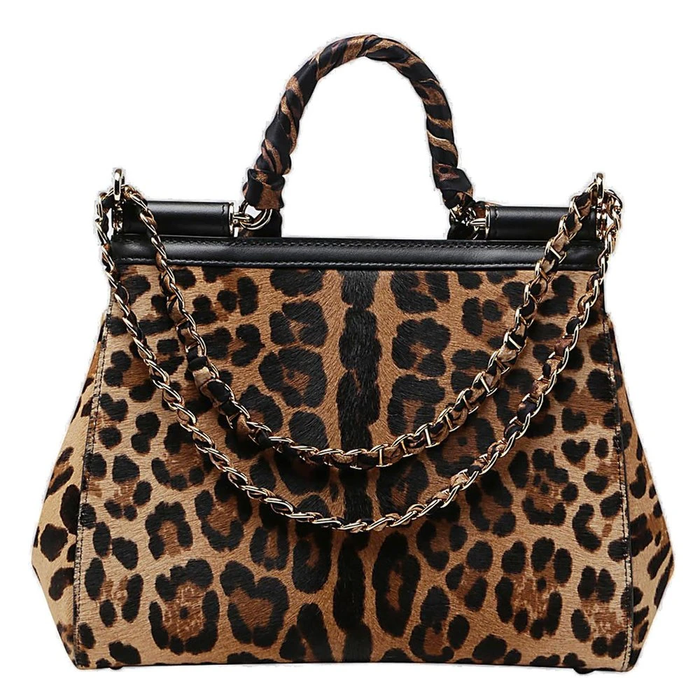 ( New Season ) Dolce & Gabbana Sicily Leopard Printed Medium Tote Bag - Multi 2 ( New Season ) Dolce & Gabbana Sicily Leopard Printed Medium Tote Bag - Multi - Image 2
