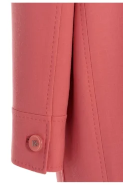 ( New Season ) Dolce & Gabbana DG Logo Single-Breasted Coat - Pink -Cheap Vestureo Store c90903693f3b87fa933bcb73b79f4d74