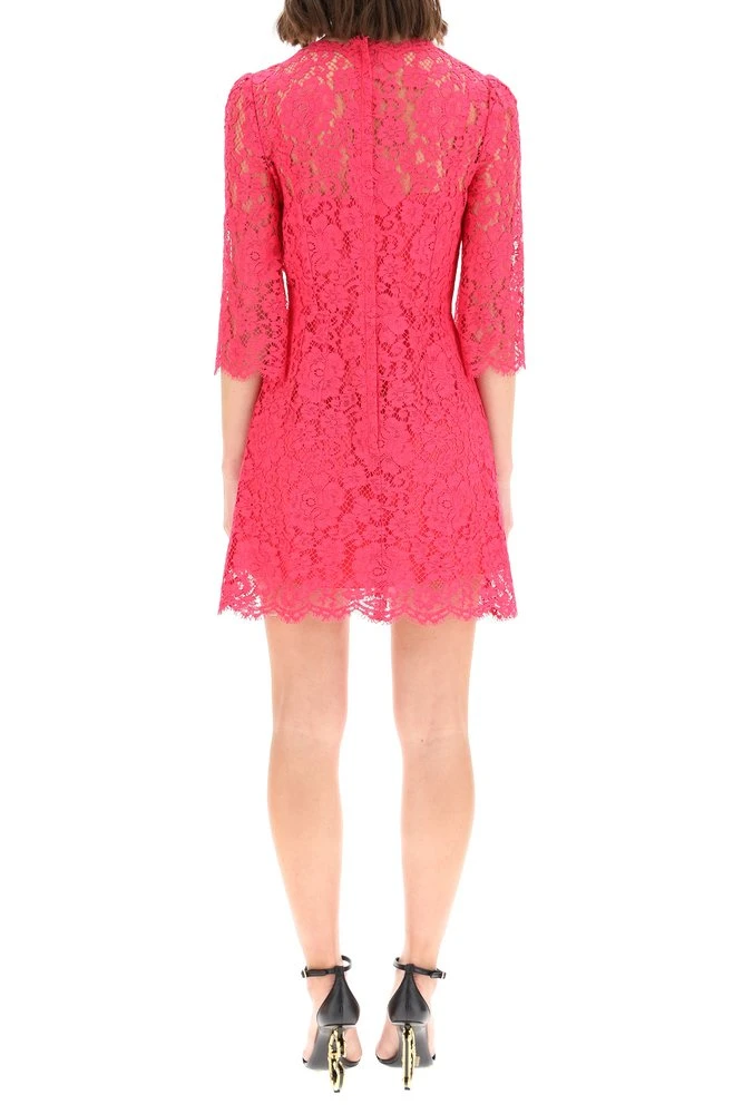 Dolce & Gabbana Lace Embroidered Mini Dress - Pink 4 Dolce & Gabbana Lace Embroidered Mini Dress - Pink - Image 4