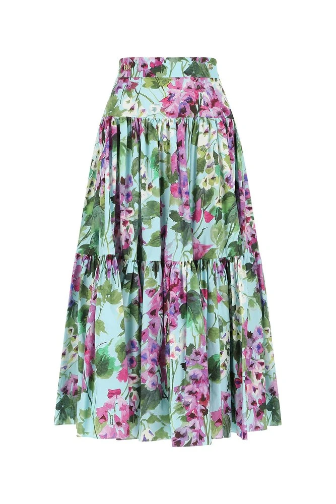 Dolce & Gabbana Bluebell Printed High Waist Midi Skirt - Multi 1 Dolce & Gabbana Bluebell Printed High Waist Midi Skirt - Multi