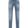 ( New Season ) Dolce & Gabbana Distressed Straight Leg Jeans - Blue