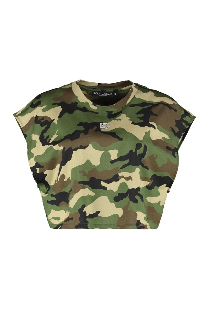 ( New Season ) Dolce & Gabbana Camouflage Printed Crewneck Cropped T-Shirt - Multi 1 ( New Season ) Dolce & Gabbana Camouflage Printed Crewneck Cropped T-Shirt - Multi