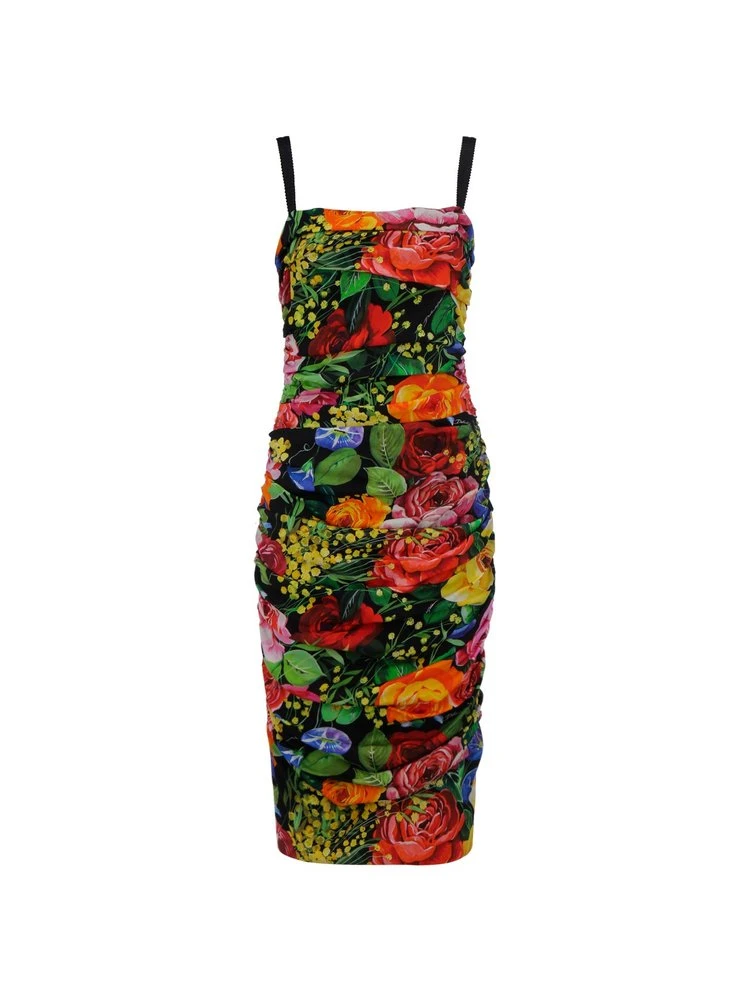 ( New Season ) Dolce & Gabbana Floral Printed Midi Dress - Multi 1 ( New Season ) Dolce & Gabbana Floral Printed Midi Dress - Multi