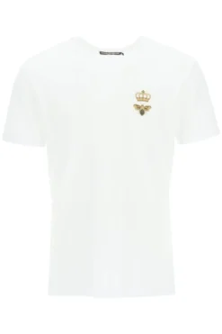 ( New Season ) Dolce & Gabbana Logo Embroidered T-Shirt - White