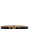 ( New Season ) Dolce & Gabbana Baroque Logo Plaque Buckle Belt - Black