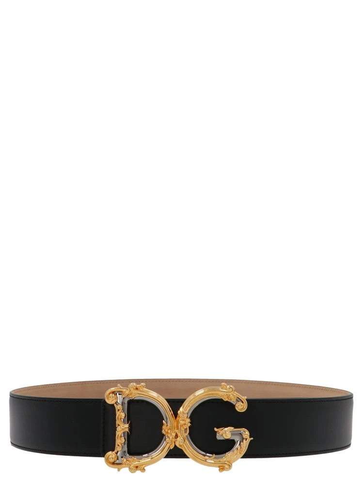 ( New Season ) Dolce & Gabbana Baroque Logo Plaque Buckle Belt - Black 1 ( New Season ) Dolce & Gabbana Baroque Logo Plaque Buckle Belt - Black