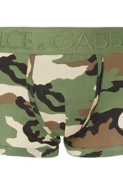 ( New Season ) Dolce & Gabbana Logo Waistband Camouflage Printed Boxers - Multi