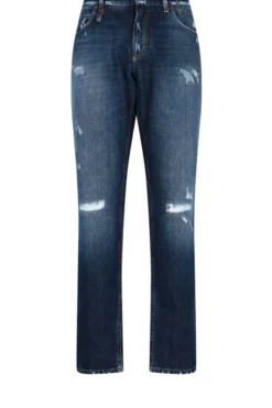 Dolce & Gabbana Distressed Straight-Leg Jeans - Blue