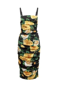 ( New Season ) Dolce & Gabbana Floral Printed Ruched Dress - Multi