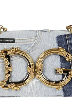 Cheap Vestureo Store 21 ( New Season ) Dolce & Gabbana DG Girls Patchwork Denim Shoulder Bag - Blue