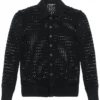 ( New Season ) Dolce & Gabbana Mesh-Stitch Polo-Style Sweater - Black