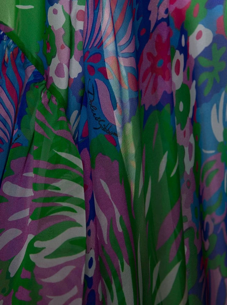 ( New Season ) Dolce & Gabbana Front-Tie Chiffon Maxi Dress - Multi 3 ( New Season ) Dolce & Gabbana Front-Tie Chiffon Maxi Dress - Multi - Image 3