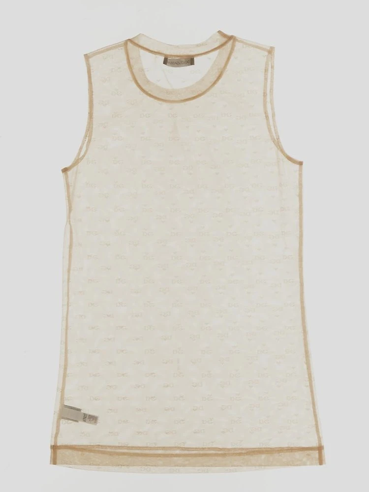( New Season ) Dolce & Gabbana Semi-Sheer Crewneck Top - Beige 2 ( New Season ) Dolce & Gabbana Semi-Sheer Crewneck Top - Beige - Image 2