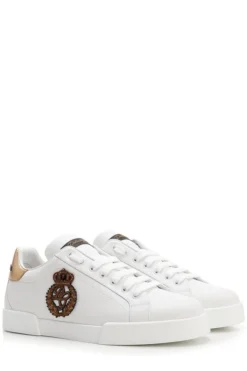 Dolce & Gabbana Portofino Crest Lace-Up Sneakers - White -Cheap Vestureo Store cdc0086592aff0f6fa4cd0728c62ea83
