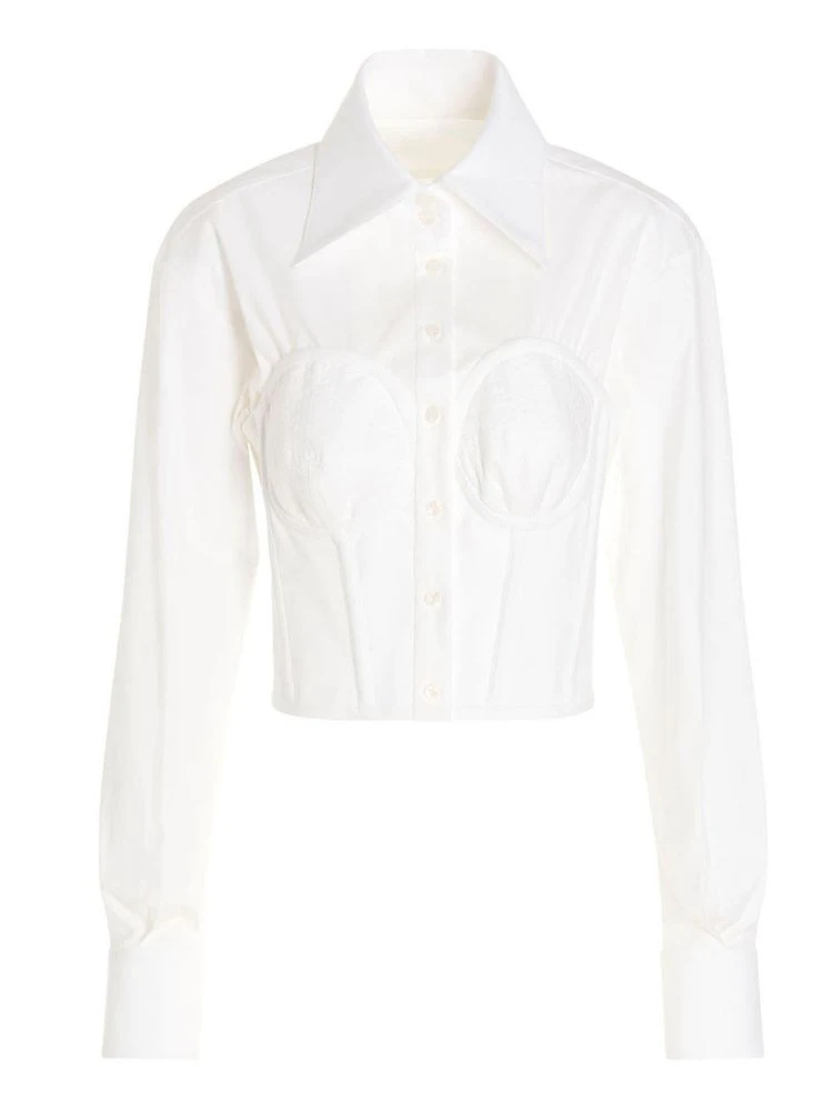 ( New Season ) Dolce & Gabbana Poplin Bustier Shirt - White 1 ( New Season ) Dolce & Gabbana Poplin Bustier Shirt - White