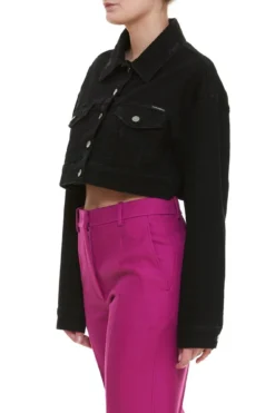 ( New Season ) Dolce & Gabbana Short Denim Jacket - Black -Cheap Vestureo Store ce33de092d461c014bf6c6afed4faed2