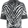 ( New Season ) Dolce & Gabbana Zebra Print Buttoned Shirt - Multi