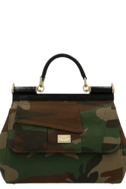( New Season ) Dolce & Gabbana Logo Plaque Camouflage Printed Tote Bag - Multi