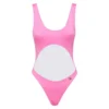 ( New Season ) Dolce & Gabbana Cut-Out Logo Plaque Swimsuit - Pink