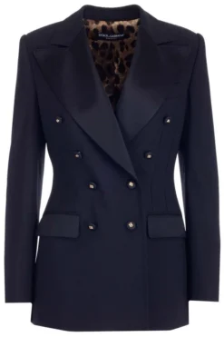 ( New Season ) Dolce & Gabbana Double-Breasted Slim Fit Blazer - Black