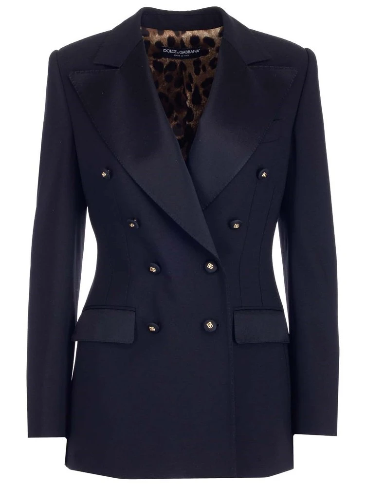 ( New Season ) Dolce & Gabbana Double-Breasted Slim Fit Blazer - Black 1 ( New Season ) Dolce & Gabbana Double-Breasted Slim Fit Blazer - Black