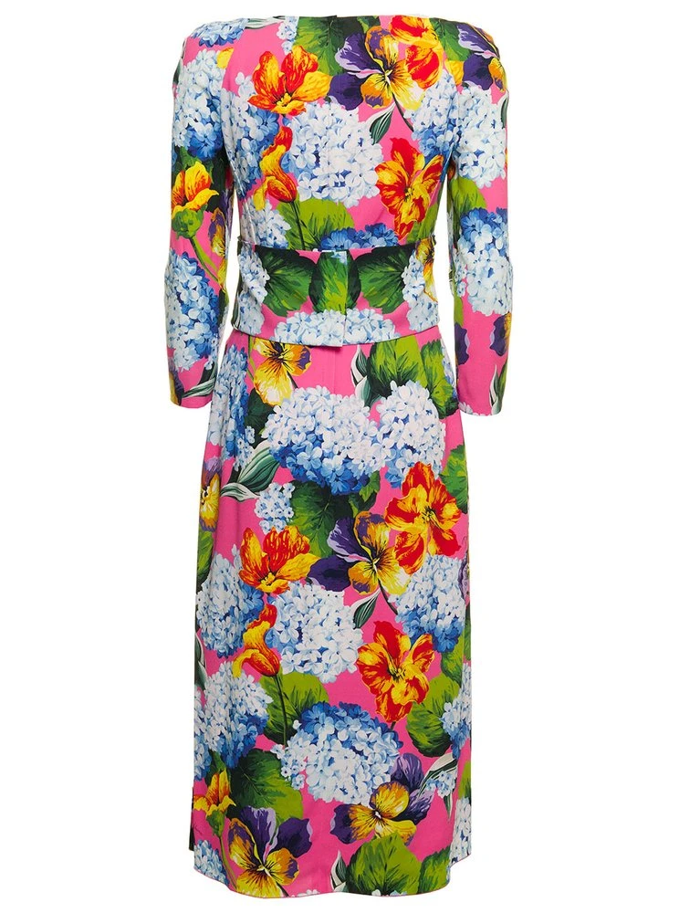 ( New Season ) Dolce & Gabbana Allover Floral Print Heart Neckline Dress - Multi 2 ( New Season ) Dolce & Gabbana Allover Floral Print Heart Neckline Dress - Multi - Image 2