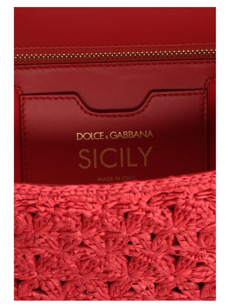 Dolce & Gabbana Sicily Medium Woven Tote Bag - Red 3 Dolce & Gabbana Sicily Medium Woven Tote Bag - Red - Image 3
