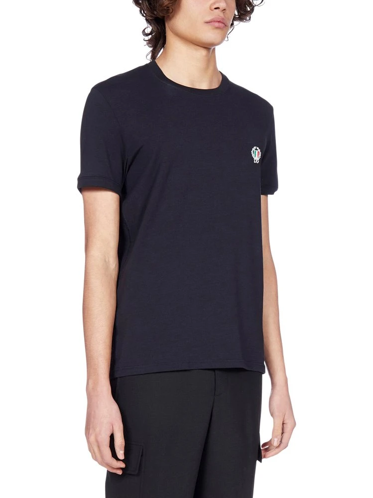 ( New Season ) Dolce & Gabbana Logo Embroidered Crewneck T-Shirt - Navy 4 ( New Season ) Dolce & Gabbana Logo Embroidered Crewneck T-Shirt - Navy - Image 4