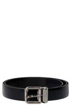 Dolce & Gabbana Logo Engraved Buckle Belt - Black