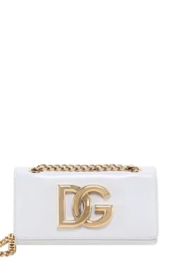 ( New Season ) Dolce & Gabbana DG Logo Chained Crossbody Bag - White