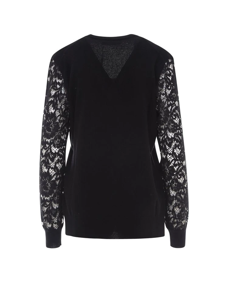 Dolce & Gabbana Lace Sleeve Sweater - Black 2 Dolce & Gabbana Lace Sleeve Sweater - Black - Image 2