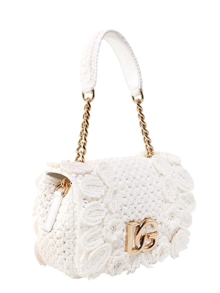 ( New Season ) Dolce & Gabbana DG Girls Knit Tote Bag - White 3 ( New Season ) Dolce & Gabbana DG Girls Knit Tote Bag - White - Image 3