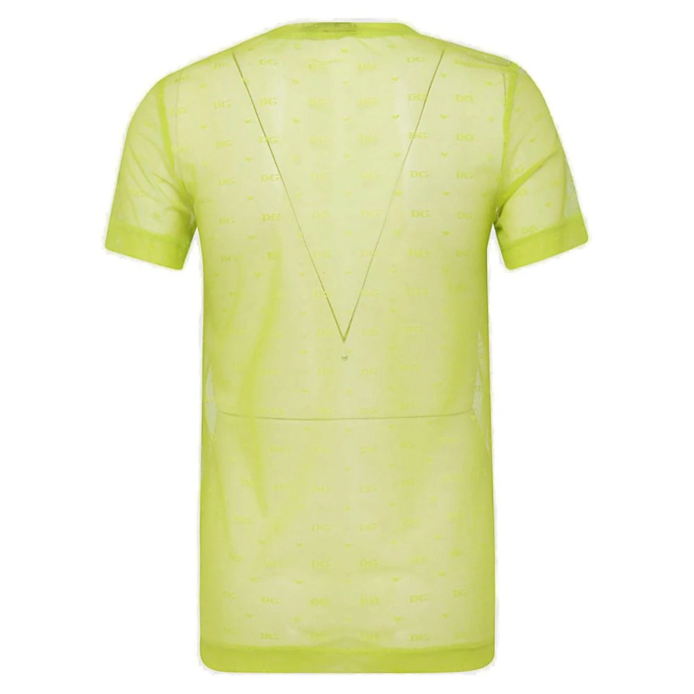 ( New Season ) Dolce & Gabbana Monogram Patterned Mesh T-Shirt - Green 2 ( New Season ) Dolce & Gabbana Monogram Patterned Mesh T-Shirt - Green - Image 2