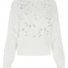 ( New Season ) Dolce & Gabbana Crewneck Openwork Embroidered Sweater - White