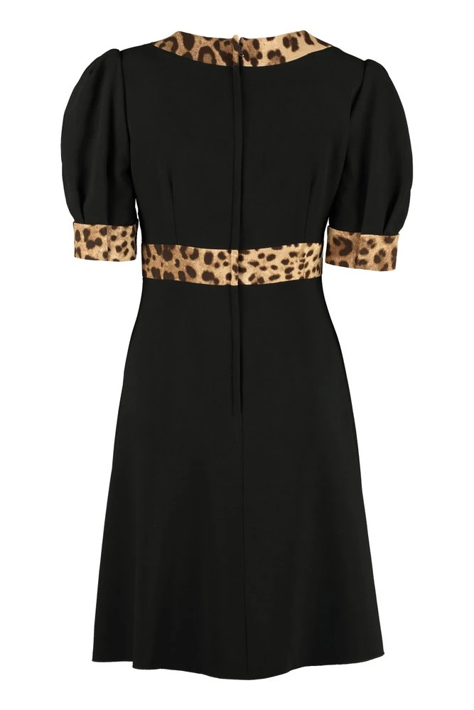 Dolce & Gabbana Leopard Printed V-Neck Mini Dress - Black 2 Dolce & Gabbana Leopard Printed V-Neck Mini Dress - Black - Image 2