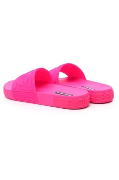 Dolce & Gabbana Monogram Embossed Slides - Pink -Cheap Vestureo Store d1c3610d31ffaf8693b87f75426e205a