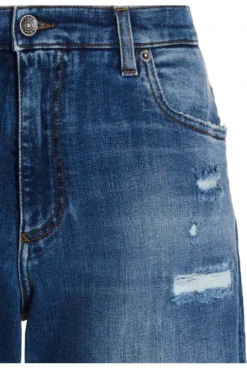 ( New Season ) Dolce & Gabbana Distressed Stretch Denim Shorts - Blue -Cheap Vestureo Store d1cf45b8c968761fe1761a22cf363d84