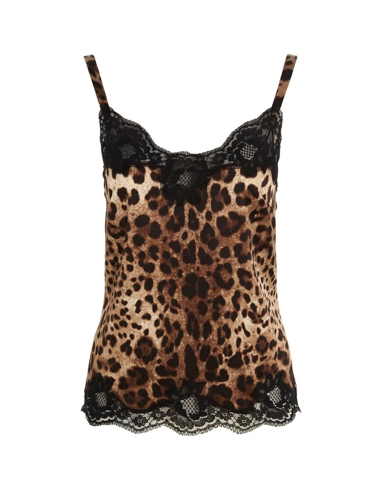 Dolce & Gabbana Leopard Print Lace Camisole - Multi 1 Dolce & Gabbana Leopard Print Lace Camisole - Multi