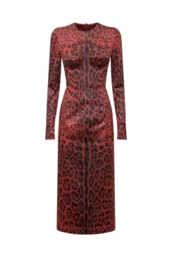 Dolce & Gabbana Animal Print Midi Dress - Red