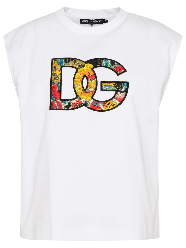 ( New Season ) Dolce & Gabbana Logo Patch Crewneck T-Shirt - White 1 ( New Season ) Dolce & Gabbana Logo Patch Crewneck T-Shirt - White