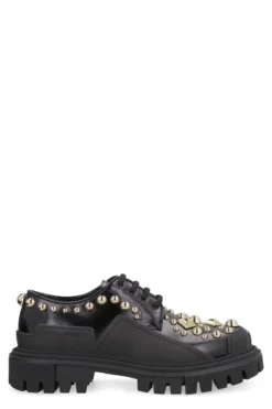 Dolce & Gabbana Stud Embroidery Trekking Derby Shoes - Black