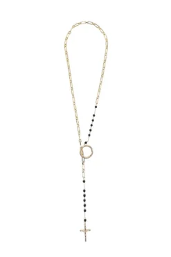 ( New Season ) Dolce & Gabbana Cross Pendant Bead Embellished Necklace - Multi